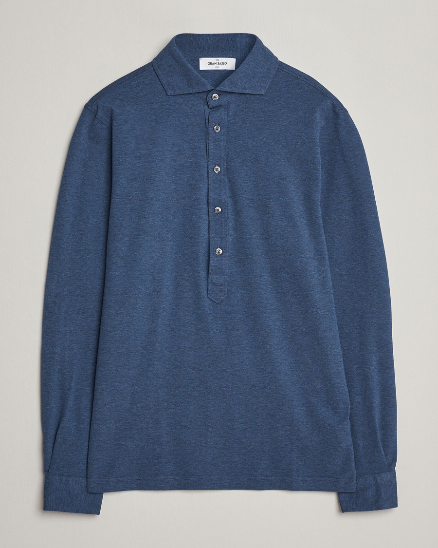Heren | Overhemden | Gran Sasso | Popover Shirt Blue