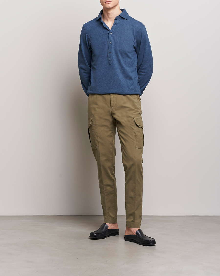 Heren | Overhemden | Gran Sasso | Popover Shirt Blue