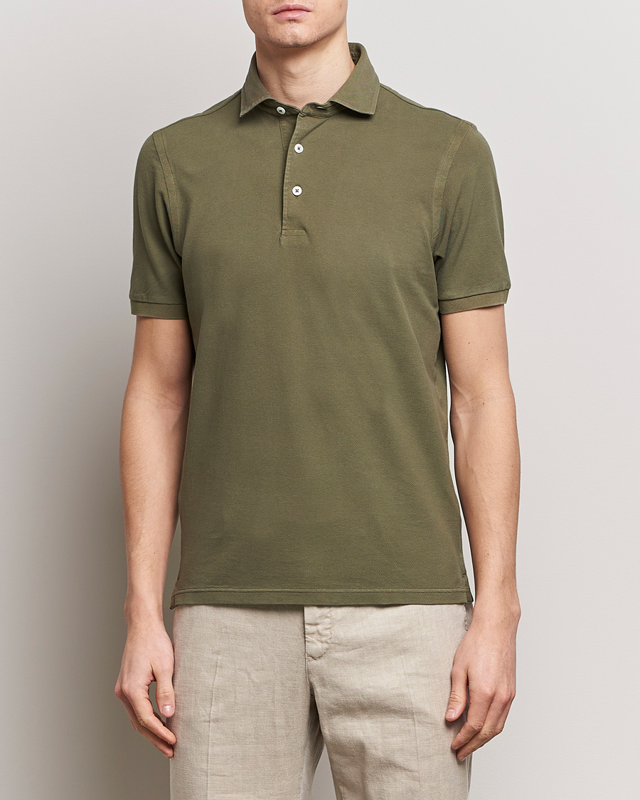 Heren | Poloshirts met korte mouwen | Gran Sasso | Washed Polo Medium Green