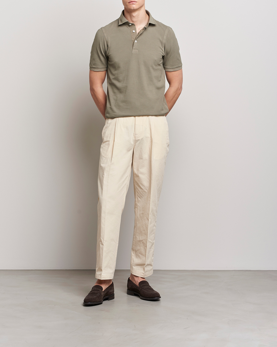 Heren | Polo's | Gran Sasso | Washed Polo Concrete Beige