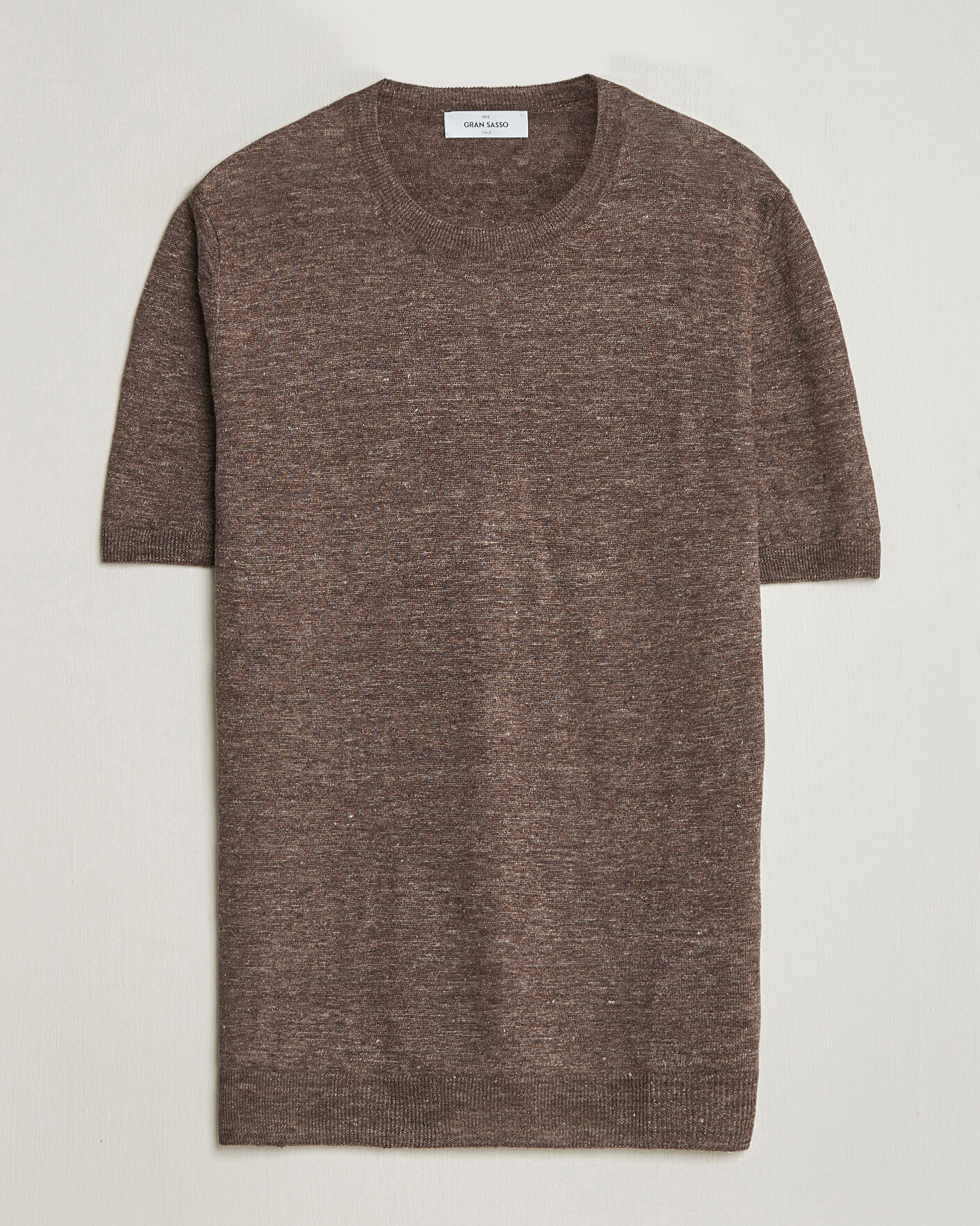 Heren | T-shirts | Gran Sasso | Crew Neck Linen Tee Light Brown
