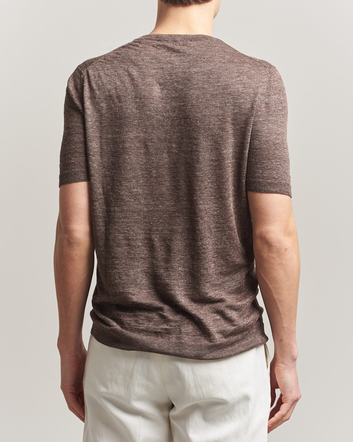 Heren | T-shirts | Gran Sasso | Crew Neck Linen Tee Light Brown