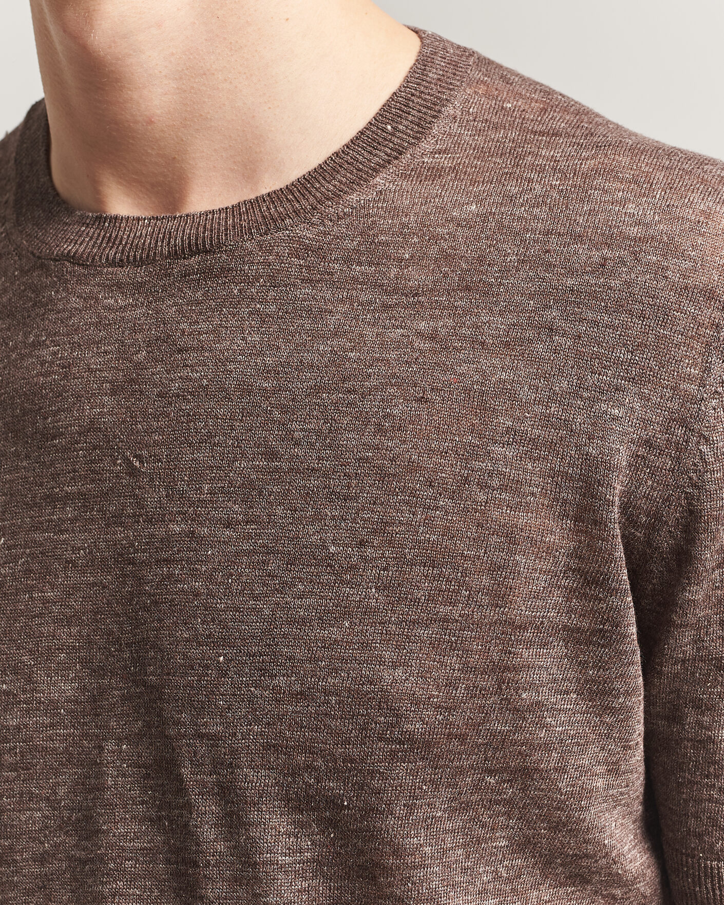 Heren | T-shirts | Gran Sasso | Crew Neck Linen Tee Light Brown
