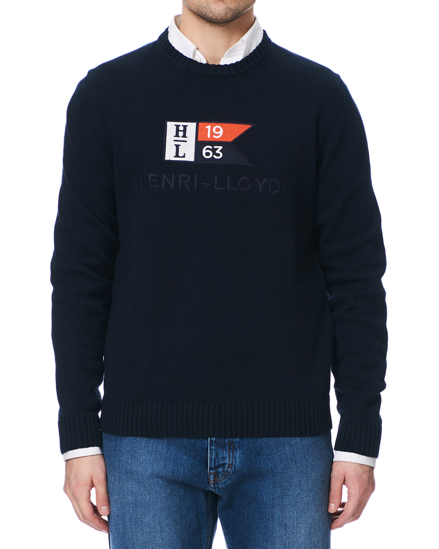 Heren | Truien | Henri-Lloyd | Henri Lloyd Cross Flag Knitted Crew Neck Navy