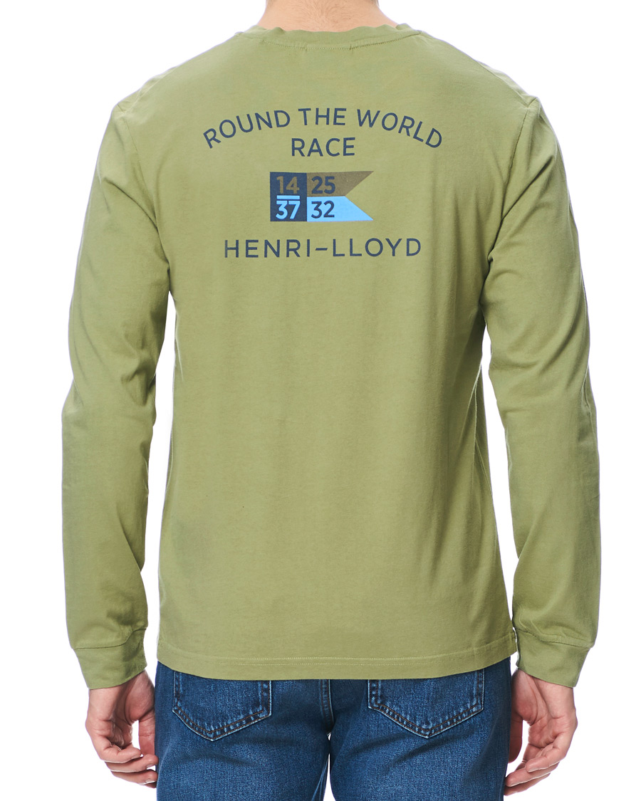 Heren | T-shirts | Henri-Lloyd | Henri Lloyd RWR Backprint Long Sleeve Crew Neck Tee Light Green