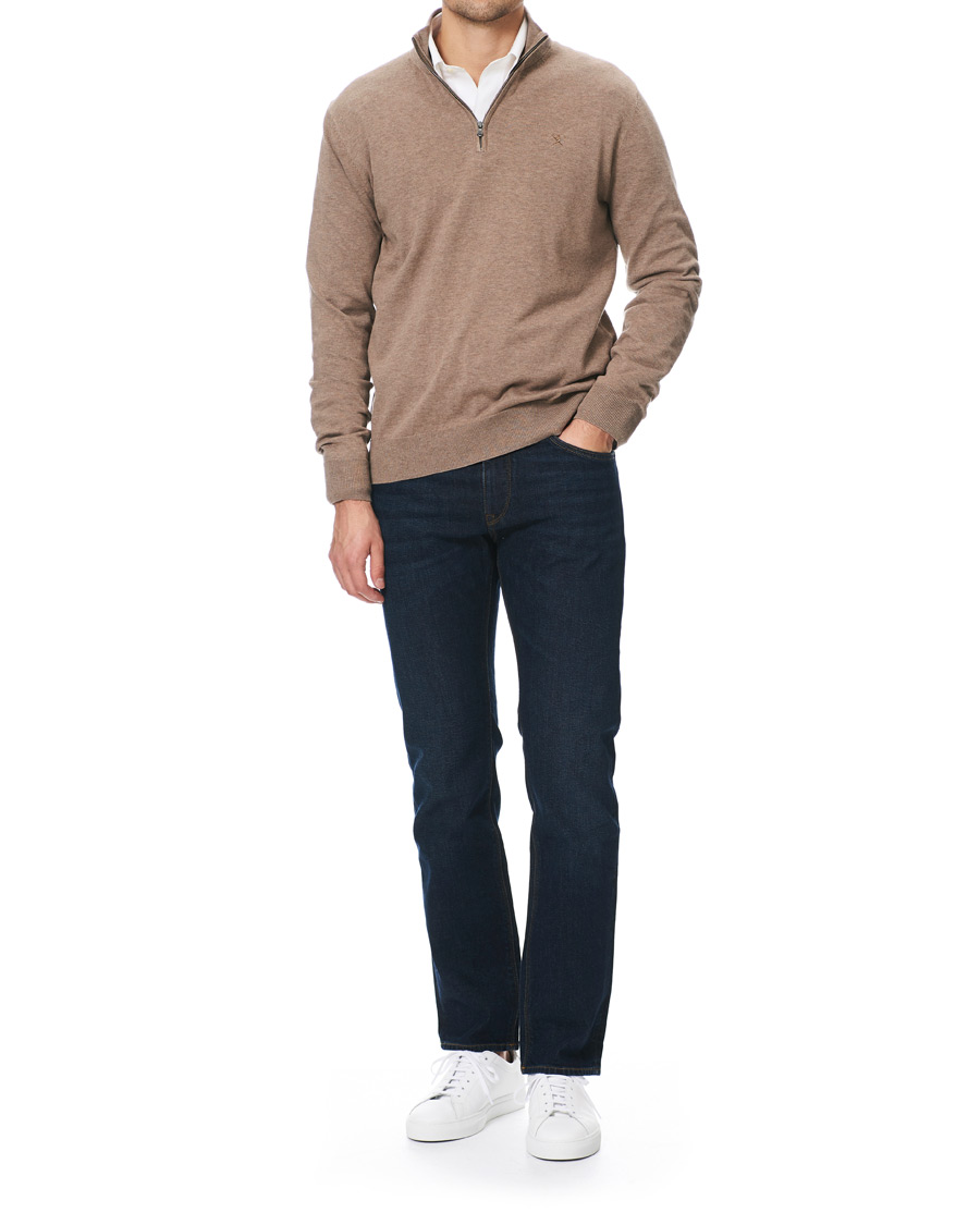 Heren | Truien | Hackett | Cotton/Silk Half -Zip Taupe