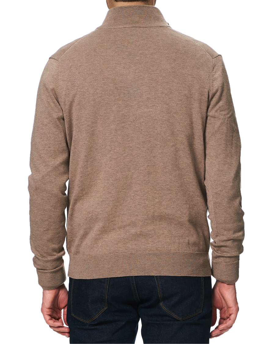 Heren | Truien | Hackett | Cotton/Silk Half -Zip Taupe