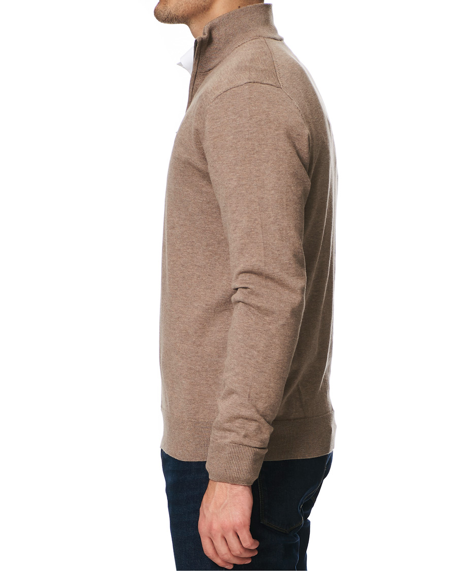 Heren | Truien | Hackett | Cotton/Silk Half -Zip Taupe