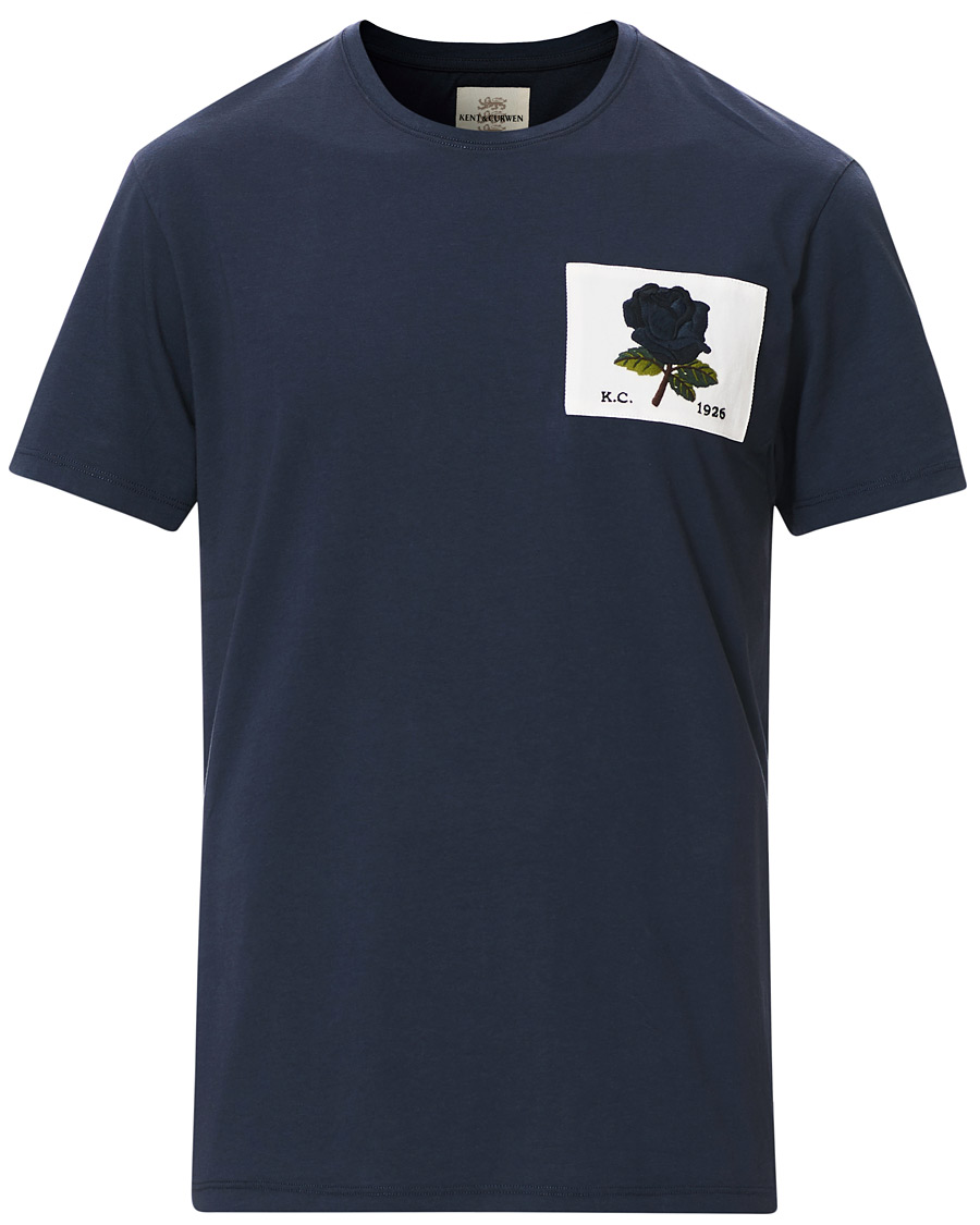 Heren | T-shirts | Kent & Curwen | Rose Embroidered T-Shirt Navy