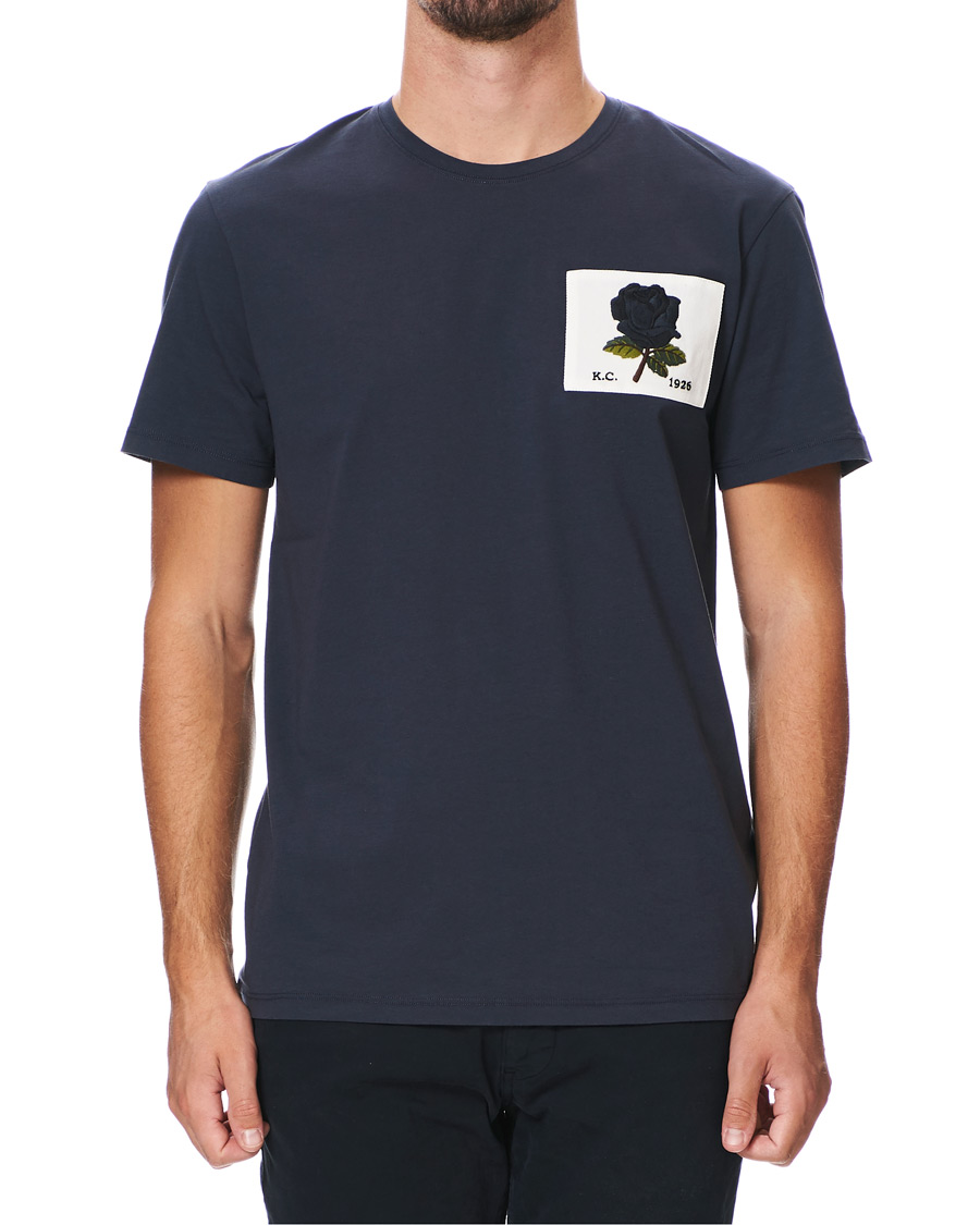 Heren | T-shirts | Kent & Curwen | Rose Embroidered T-Shirt Navy