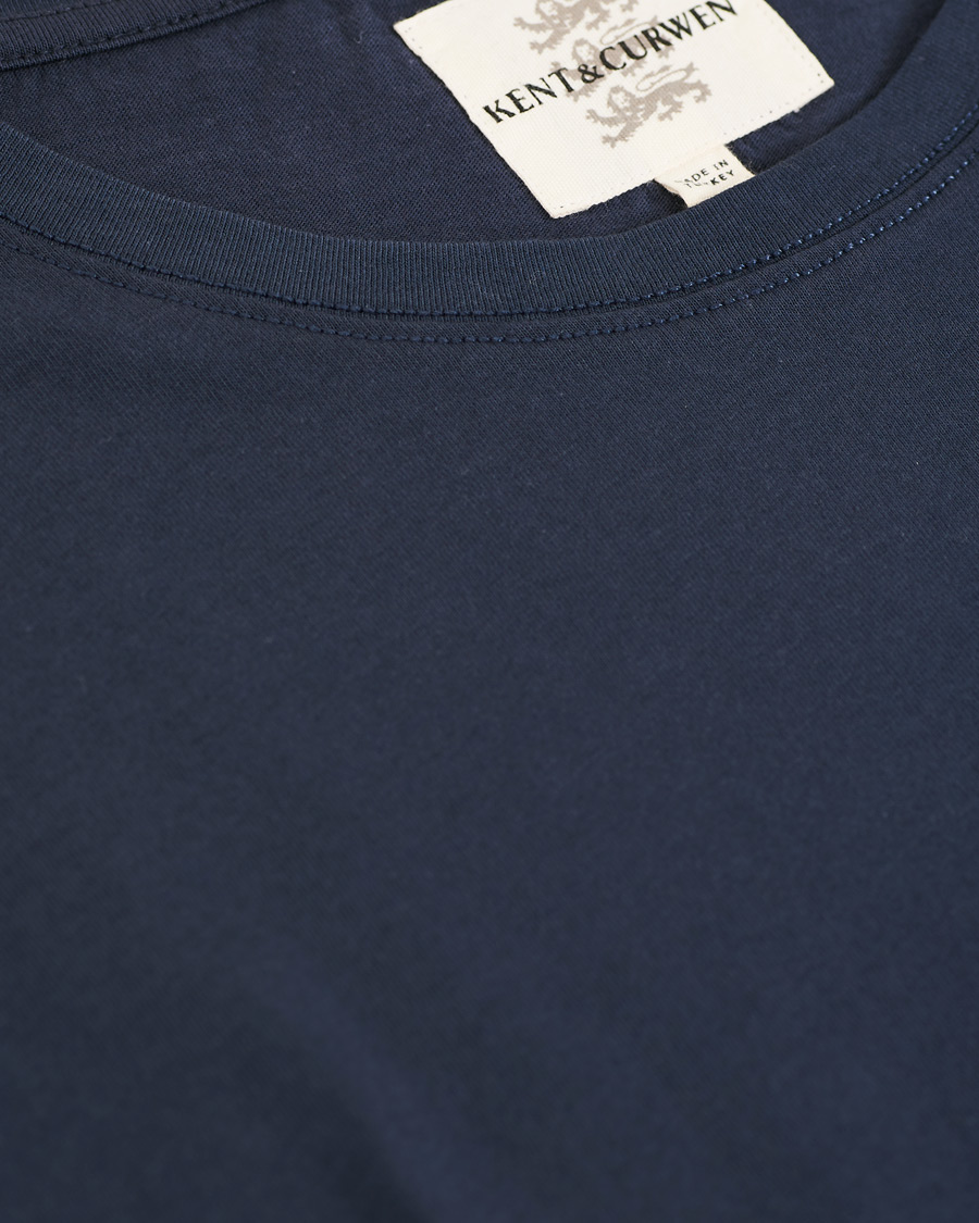Heren | T-shirts | Kent & Curwen | Rose Embroidered T-Shirt Navy