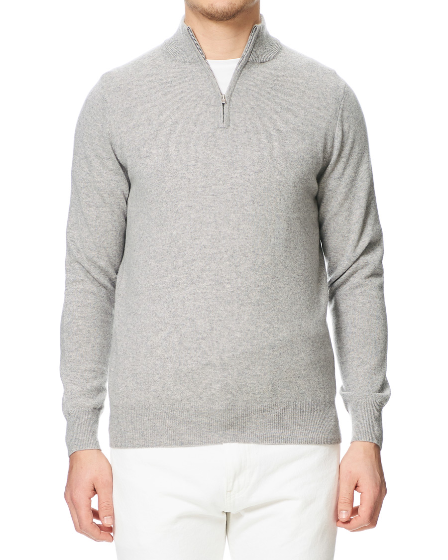 Heren | Truien | Soft Goat | Cashmere Half Zip Grey