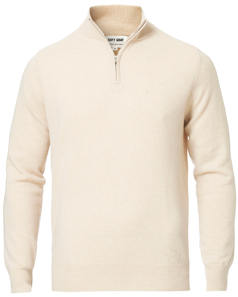 Heren | Truien | Soft Goat | Cashmere Half Zip Beige