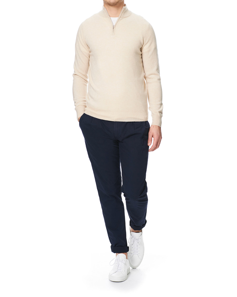 Heren | Truien | Soft Goat | Cashmere Half Zip Beige