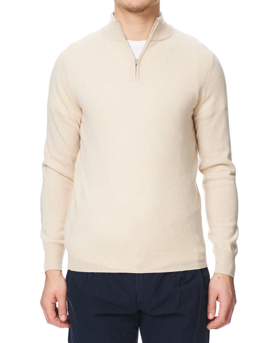 Heren | Truien | Soft Goat | Cashmere Half Zip Beige