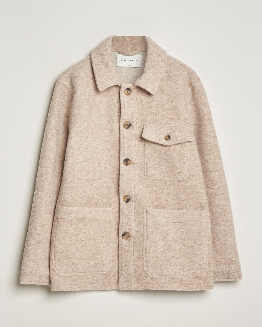 Heren | Jassen | A Day's March | Chaumont Heavy Wool Overshirt Sand