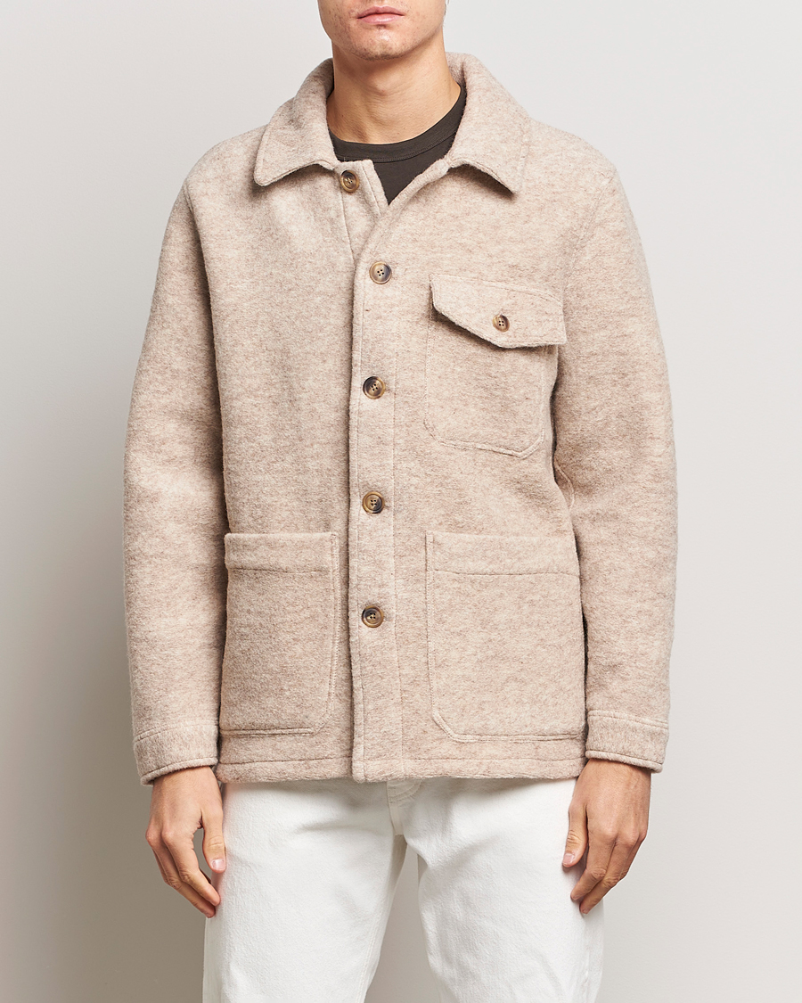 Heren | Jassen | A Day's March | Chaumont Heavy Wool Overshirt Sand