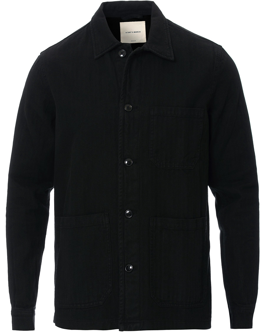 Heren | Overhemden | A Day's March | Original Herringbone Overshirt Black