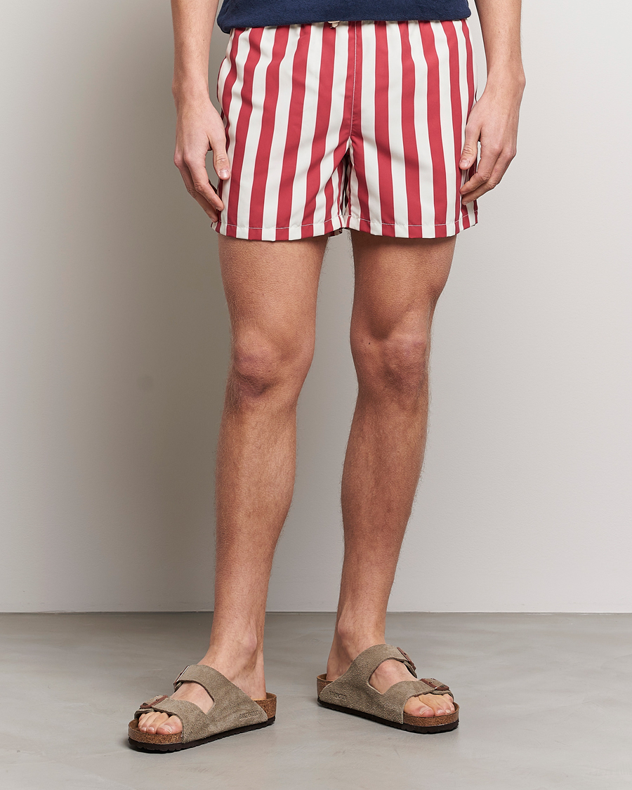 Heren | Zwembroek Met Trekkoord | Ripa Ripa | Paraggi Striped Swimshorts Red/White