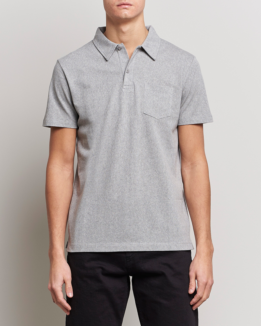 Heren | Poloshirts met korte mouwen | Sunspel | Riviera Polo Shirt Grey Melange