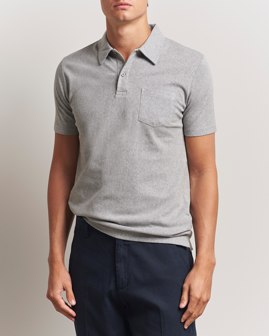 Heren | Polo's | Sunspel | Riviera Polo Shirt Grey Melange