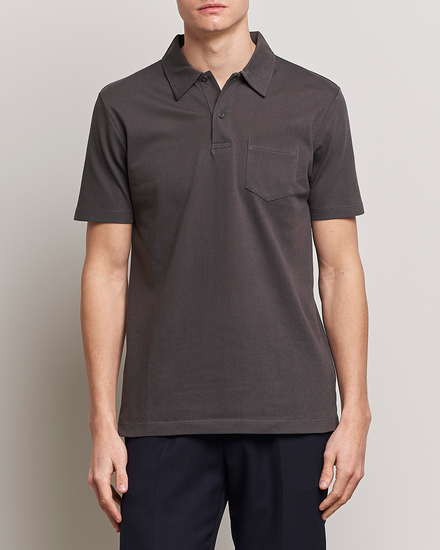 Heren | Poloshirts met korte mouwen | Sunspel | Riviera Polo Shirt Charcoal