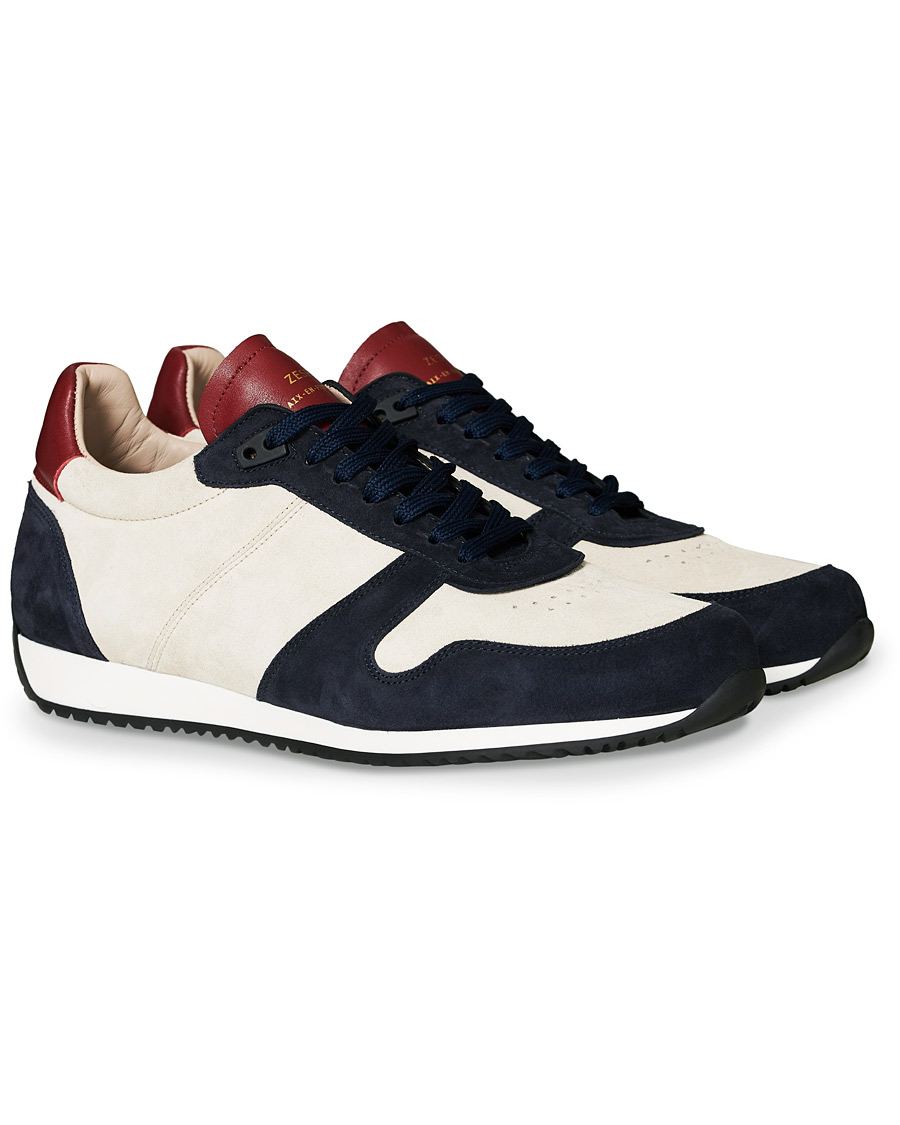 Heren | Zespà ZSP6 Suede Runner Sneakers Off White/Cerise | Zespà | ZSP6 Suede Runner Sneakers Off White/Cerise