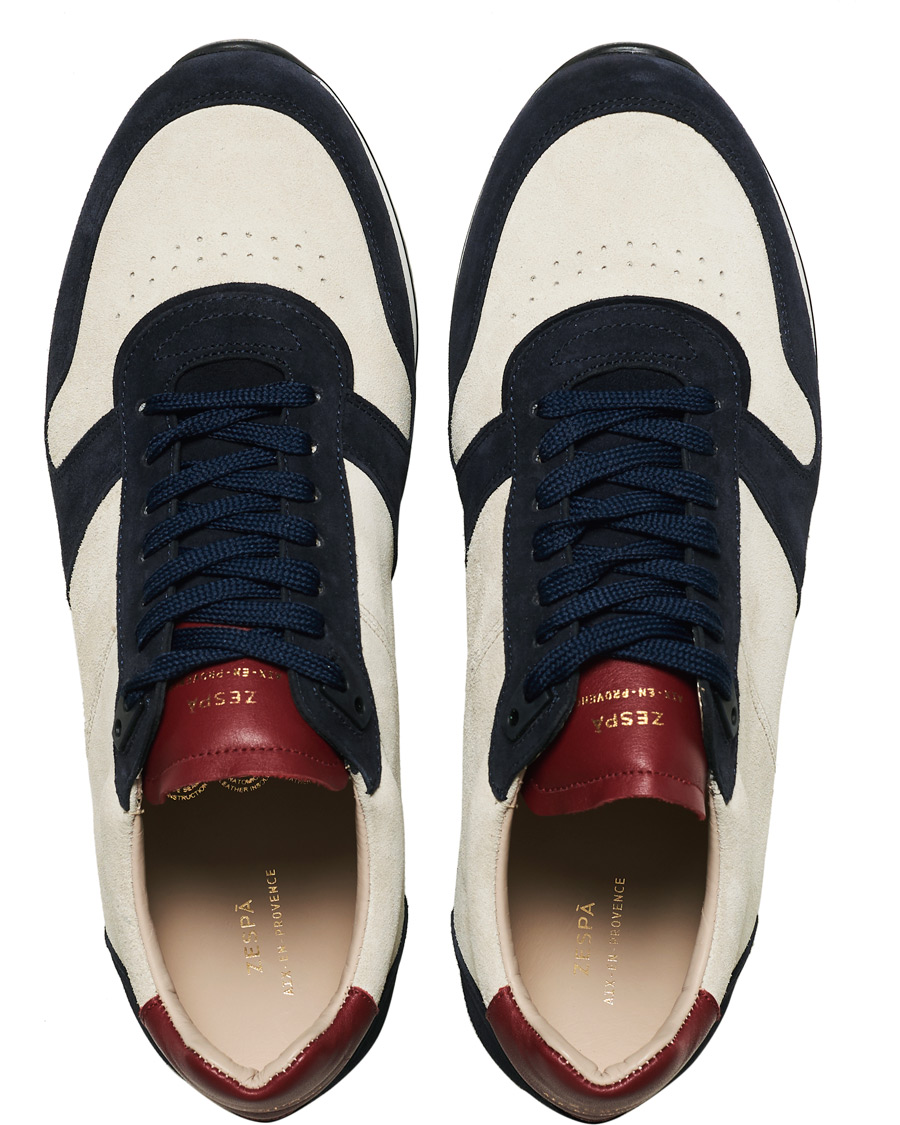 Heren | Zespà ZSP6 Suede Runner Sneakers Off White/Cerise | Zespà | ZSP6 Suede Runner Sneakers Off White/Cerise