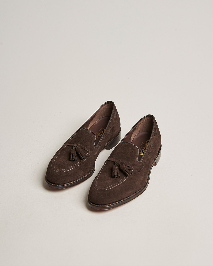 Heren | Handgjorda skor - Skoblockskampanj | Loake 1880 | Russell Tassel Loafer Chocolate Brown Suede