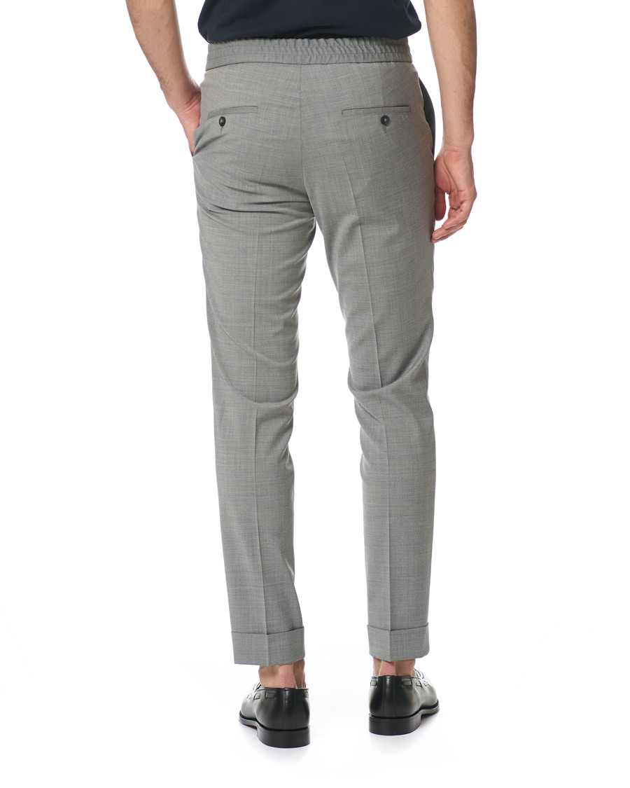 Heren | Broeken | Oscar Jacobson | Nolan Wool Stretch Drawstring Trousers Light Grey