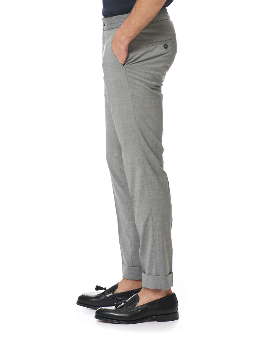 Heren | Broeken | Oscar Jacobson | Nolan Wool Stretch Drawstring Trousers Light Grey