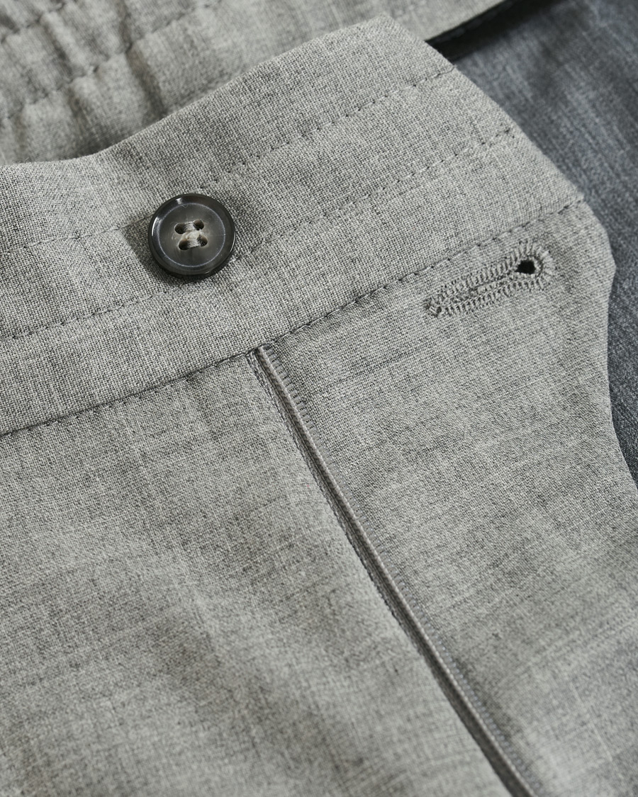 Heren | Broeken | Oscar Jacobson | Nolan Wool Stretch Drawstring Trousers Light Grey