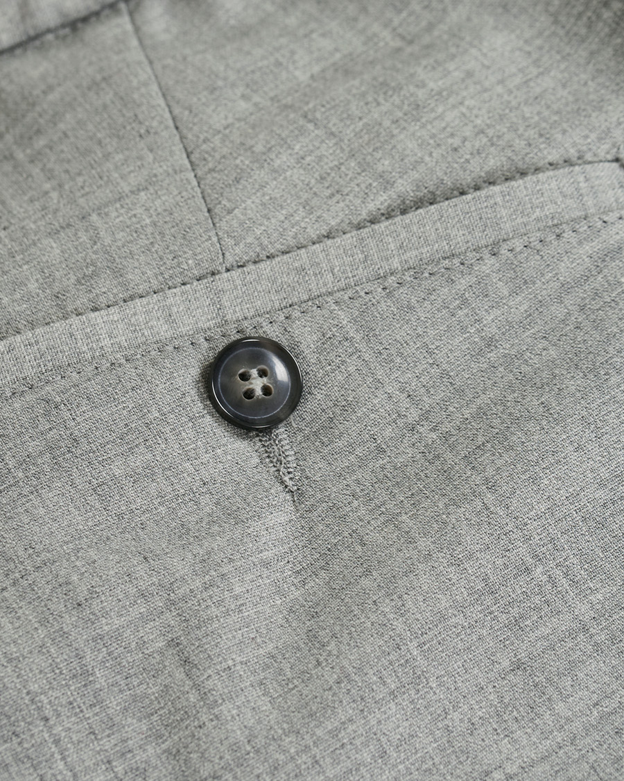Heren | Broeken | Oscar Jacobson | Nolan Wool Stretch Drawstring Trousers Light Grey
