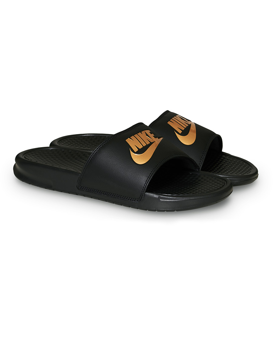 Heren | Nike Benassi JDI Slides Black/Gold | Nike | Benassi JDI Slides Black/Gold