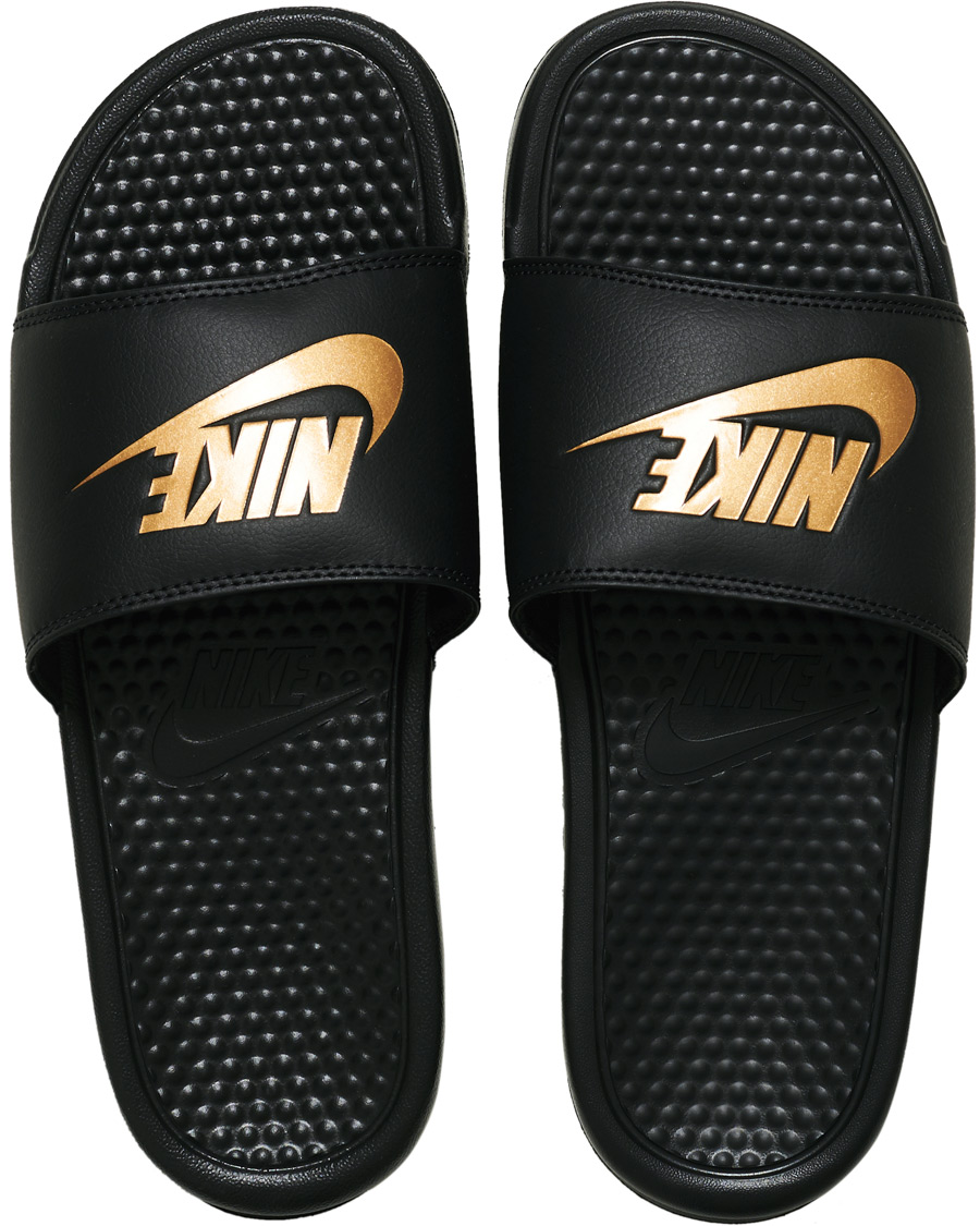 Heren | Nike Benassi JDI Slides Black/Gold | Nike | Benassi JDI Slides Black/Gold