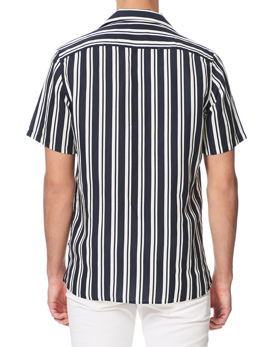 Heren | Overhemden | NN07 | Miyagi Camp Collar Short Sleeve Shirt Navy/White