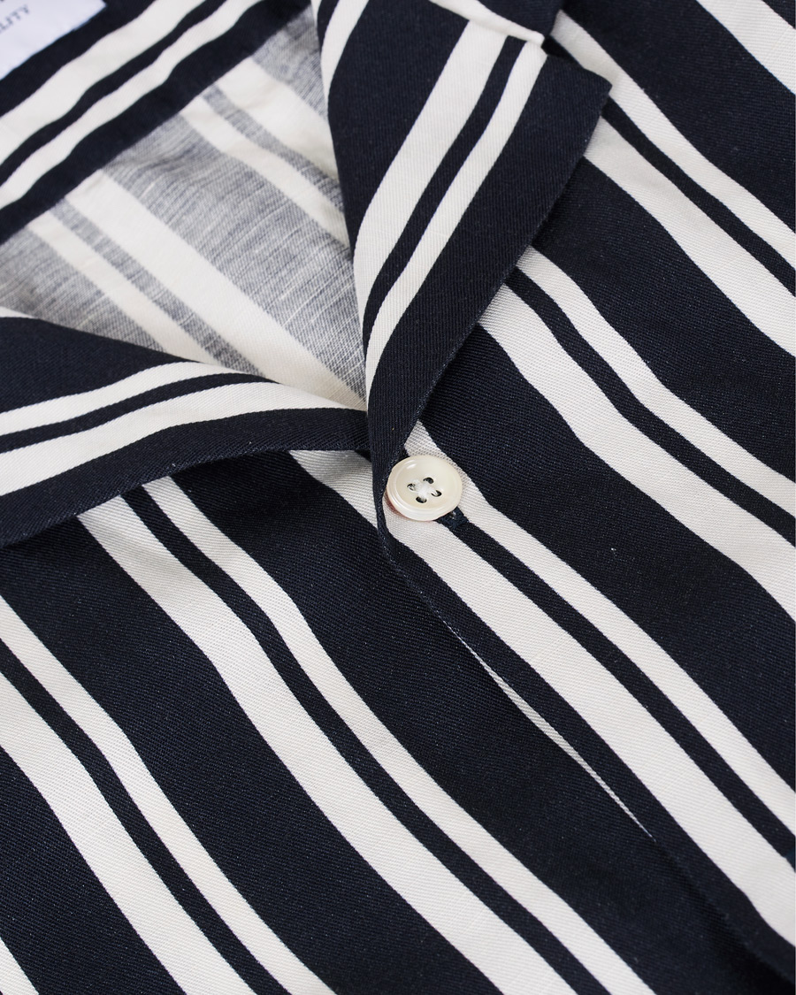 Heren | Overhemden | NN07 | Miyagi Camp Collar Short Sleeve Shirt Navy/White