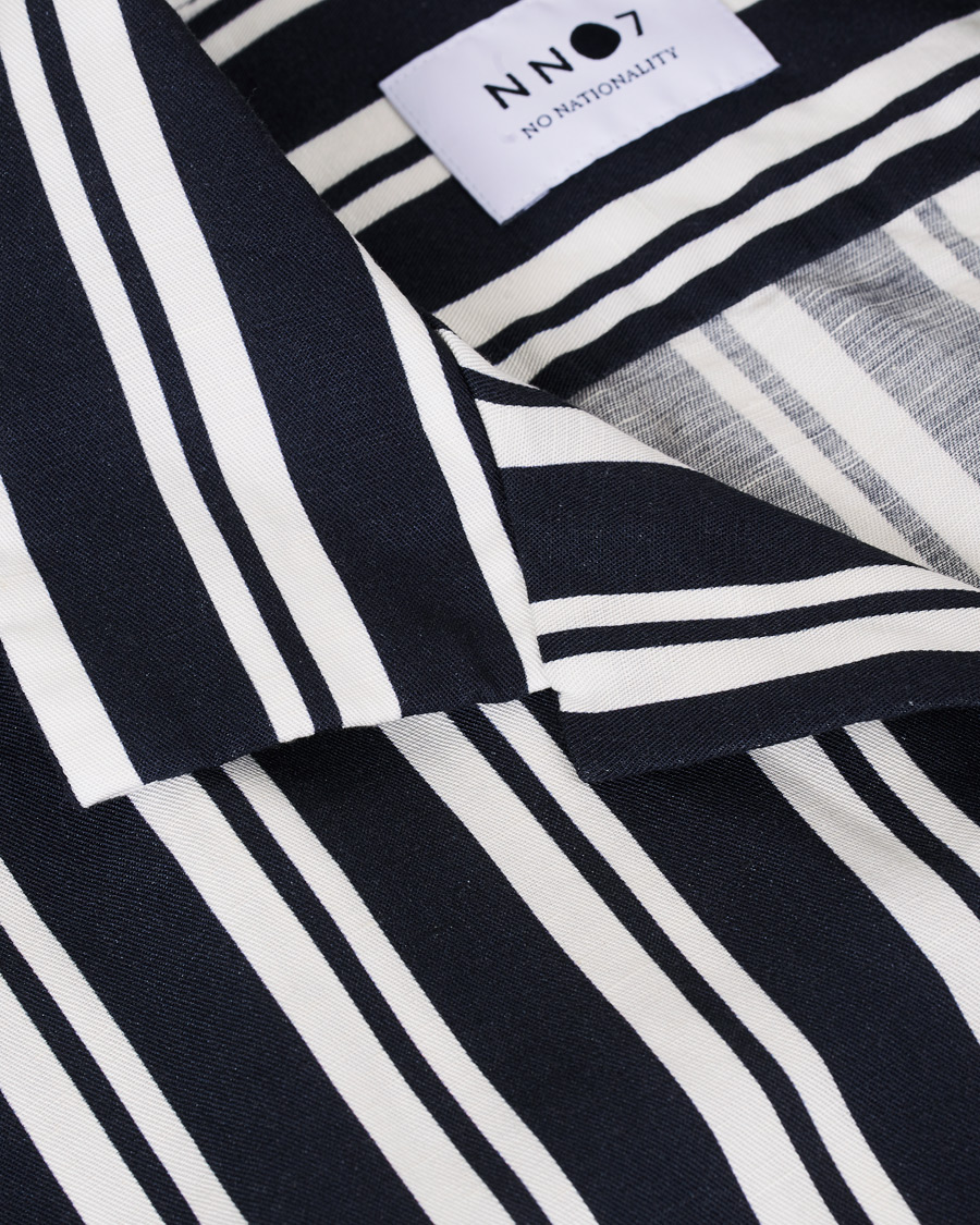 Heren | Overhemden | NN07 | Miyagi Camp Collar Short Sleeve Shirt Navy/White