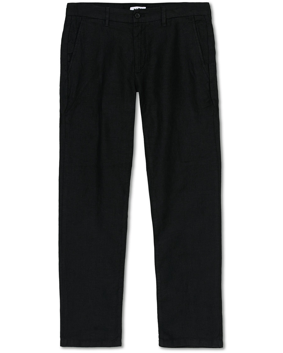 Heren | Broeken | NN07 | Karl Linen Trousers Black