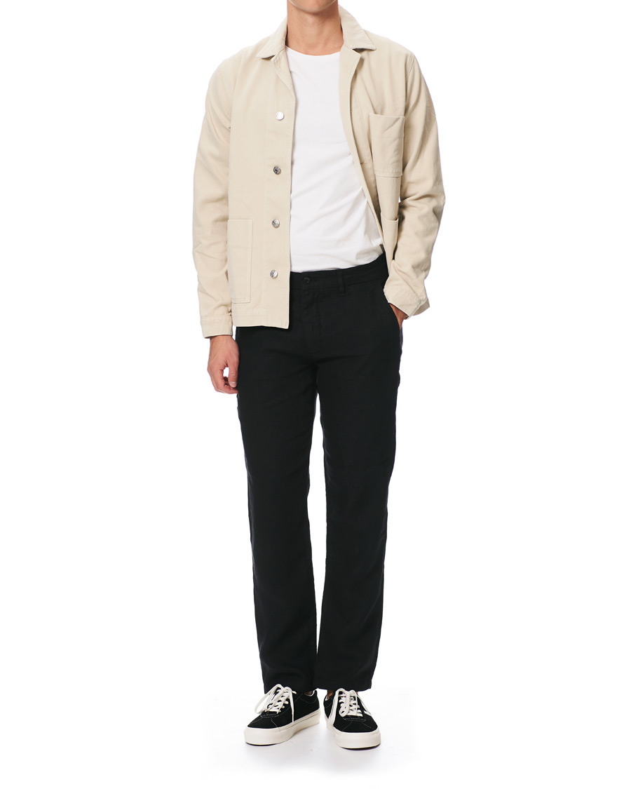 Heren | Broeken | NN07 | Karl Linen Trousers Black