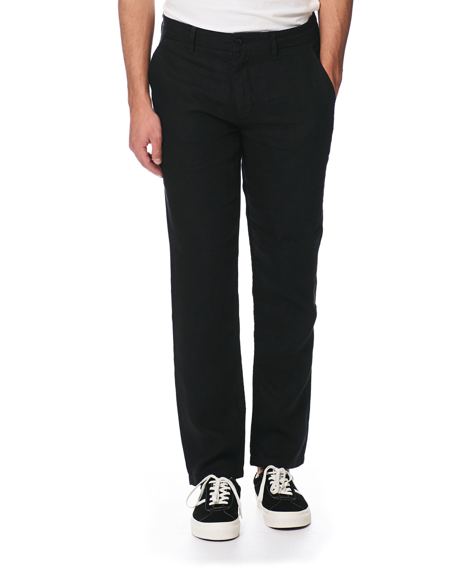 Heren | Broeken | NN07 | Karl Linen Trousers Black