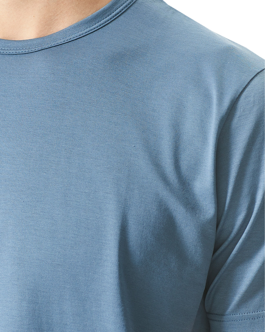Heren | T-shirts | Sunspel | Crew Neck Cotton Tee Blue Slate