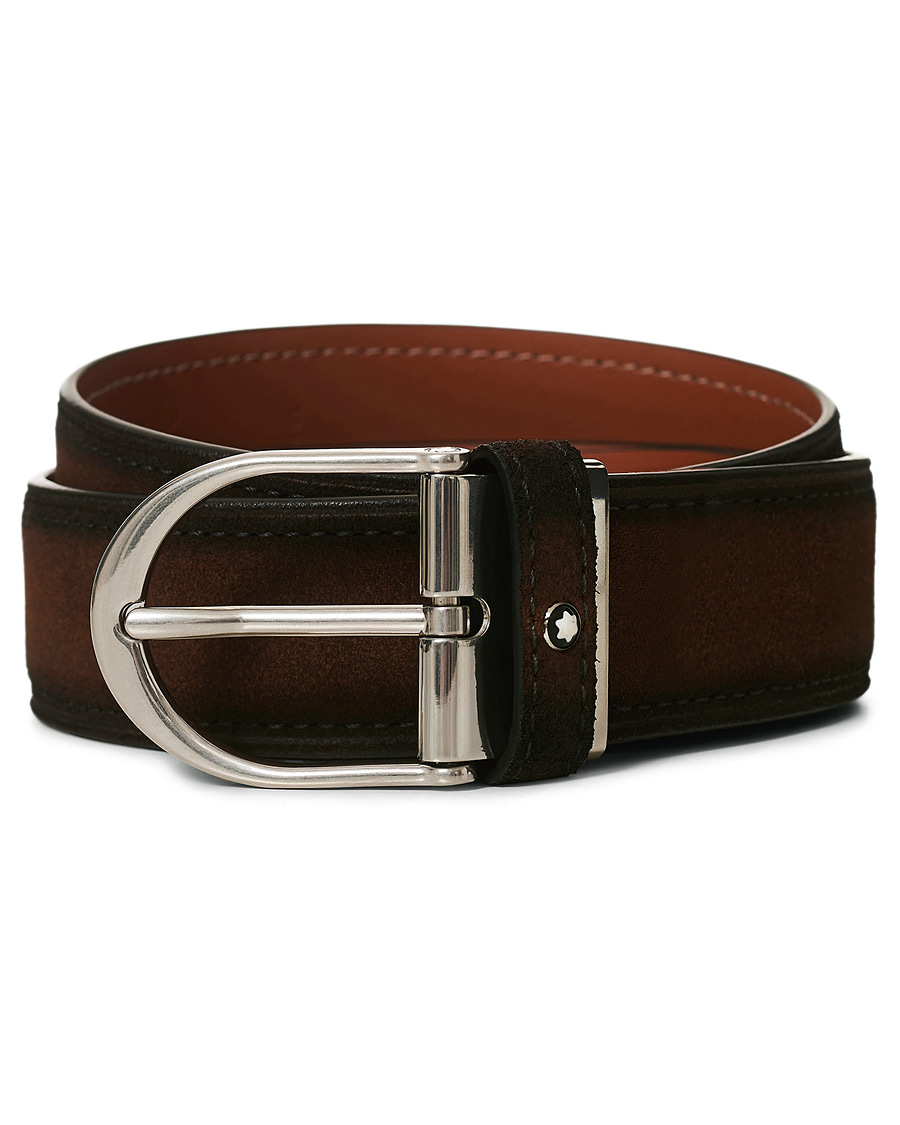 Heren | Montblanc Horseshoe Buckle Belt 35mm Light Brown Suede | Montblanc | Horseshoe Buckle Belt 35mm Light Brown Suede