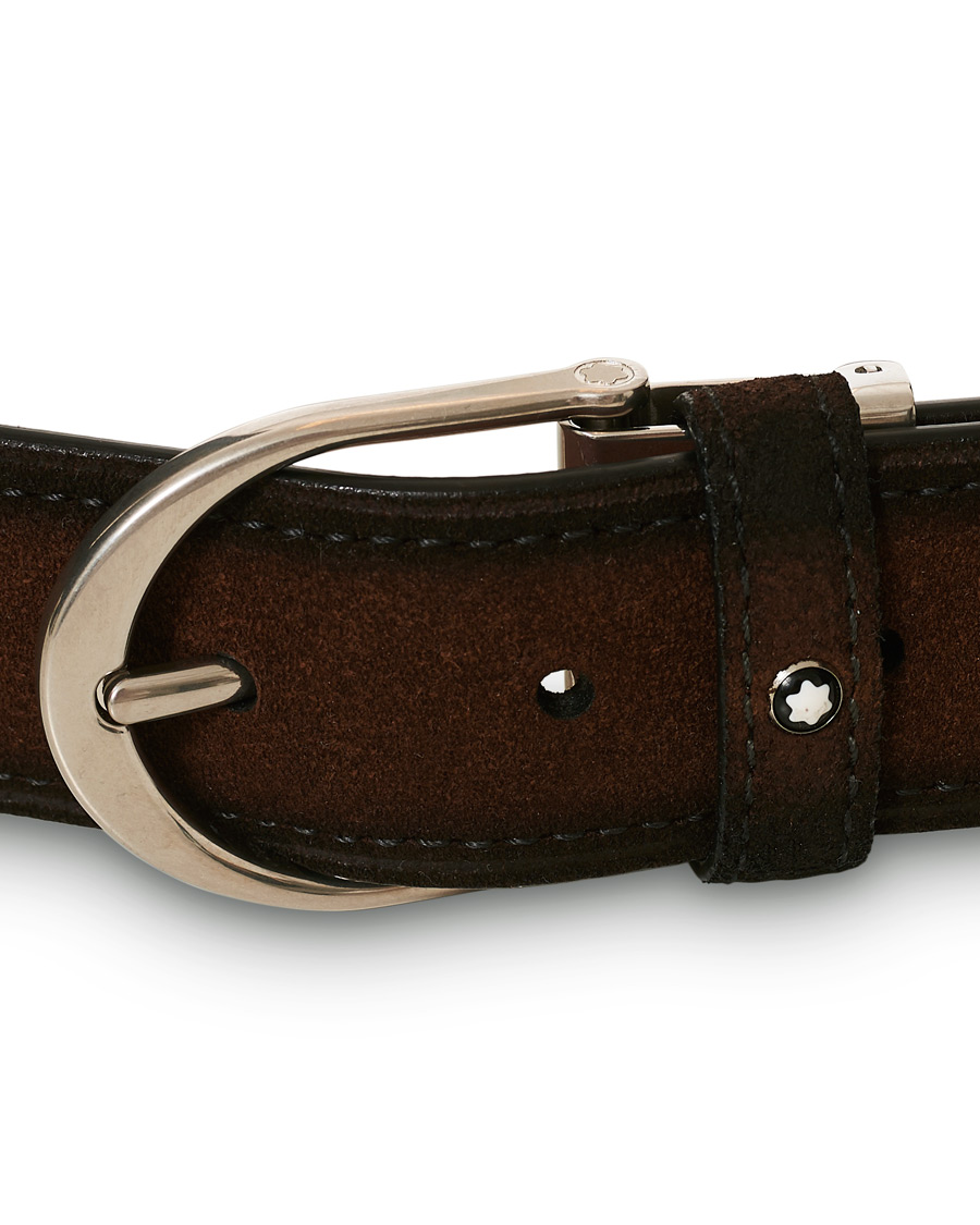 Heren | Montblanc Horseshoe Buckle Belt 35mm Light Brown Suede | Montblanc | Horseshoe Buckle Belt 35mm Light Brown Suede