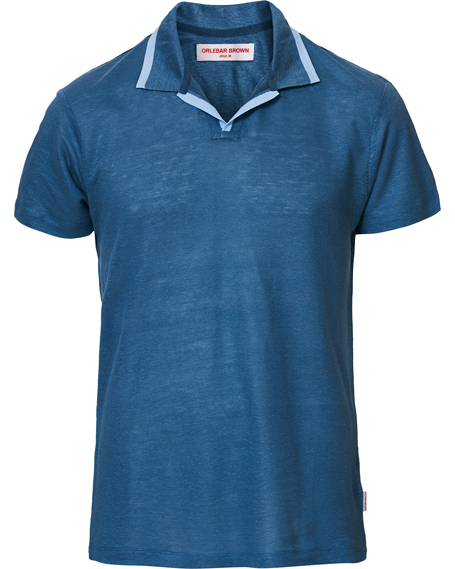 Heren | Polo's | Orlebar Brown | Felix Linen Polo Blue Haze/Washed Indigo