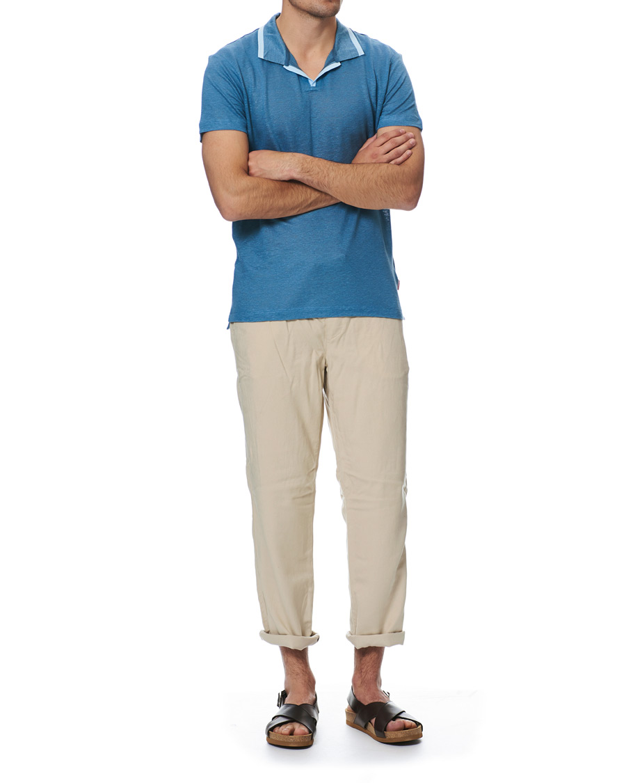 Heren | Polo's | Orlebar Brown | Felix Linen Polo Blue Haze/Washed Indigo