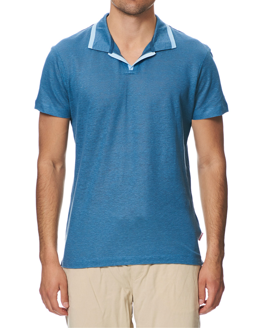 Heren | Polo's | Orlebar Brown | Felix Linen Polo Blue Haze/Washed Indigo