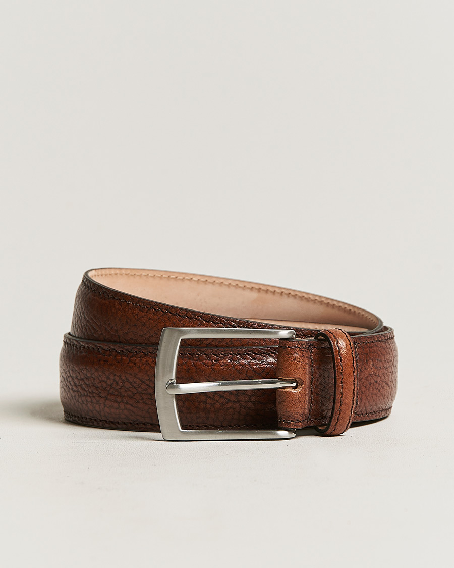 Heren | Loake 1880 Henry Grained Leather Belt 3,3 cm Dark Brown | Loake 1880 | Henry Grained Leather Belt 3,3 cm Dark Brown