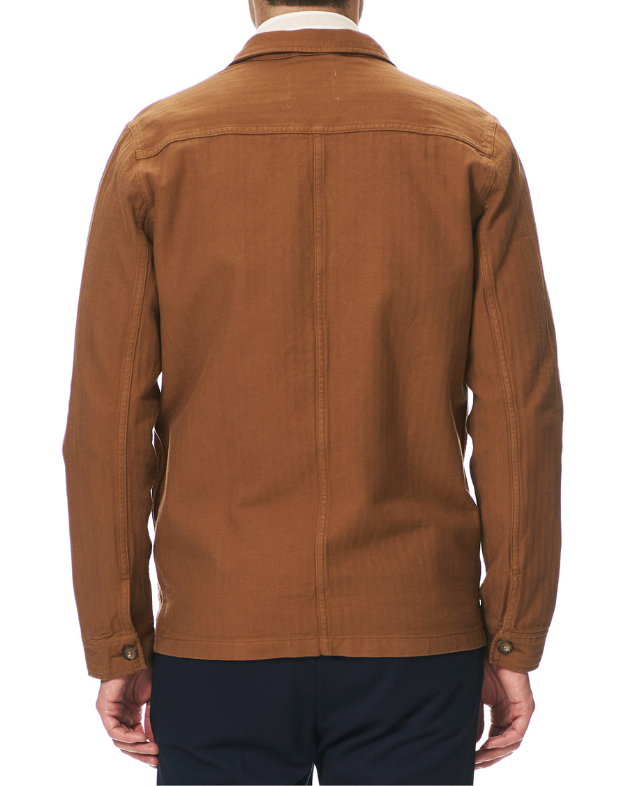 Heren | Overhemden | A Day's March | Original Herringbone Overshirt Trucker Brown L