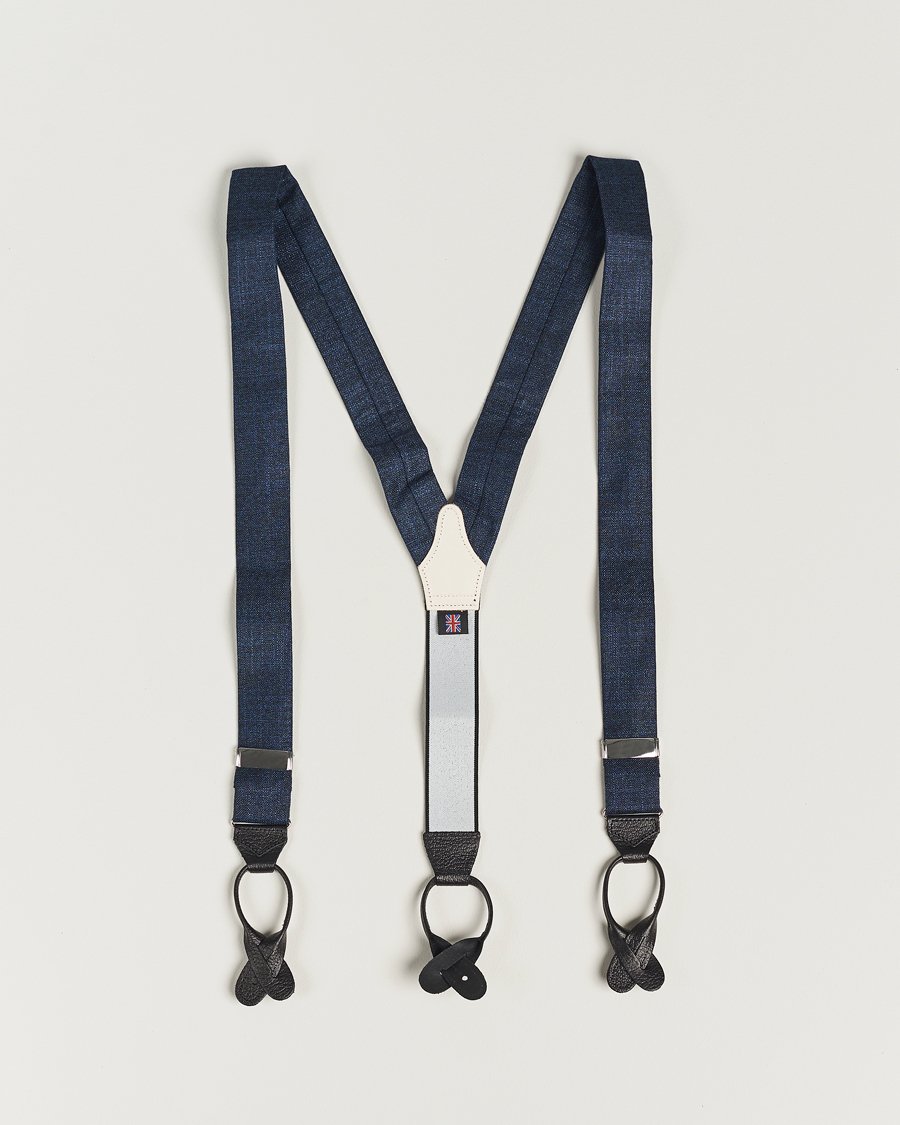 Heren | Albert Thurston Hardy Minnis Bamboo Braces 38mm Navy | Albert Thurston | Hardy Minnis Bamboo Braces 38mm Navy